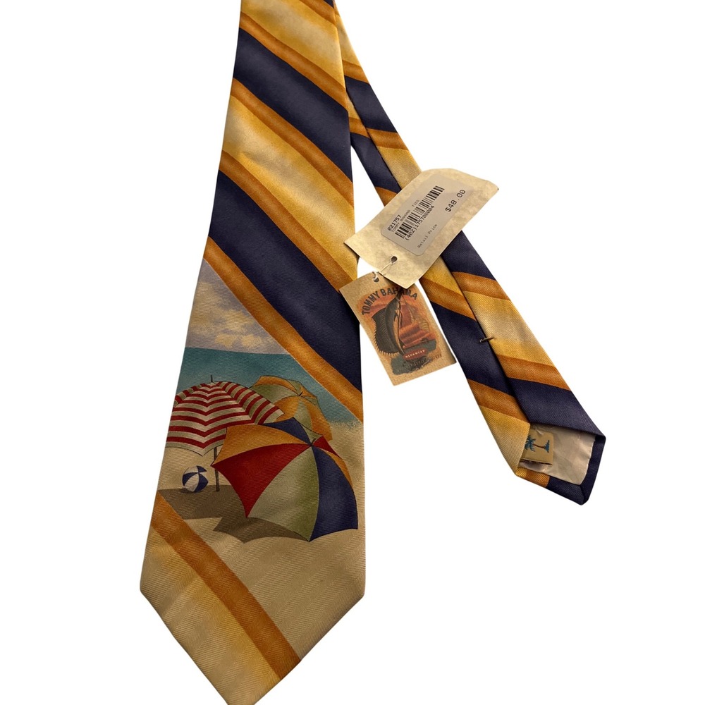 Tommy Bahama Mens Silk Beach Umbrella Striped Neckwear Tie‎